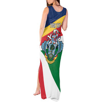 Personalized Seychelles Independence Day Tank Maxi Dress Coat Of Arms Black Parrot