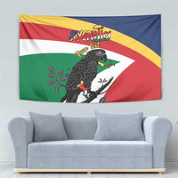 Personalized Seychelles Independence Day Tapestry Coat Of Arms Black Parrot