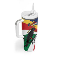 Personalized Seychelles Independence Day Tumbler With Handle Coat Of Arms Black Parrot