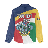 Personalized Seychelles Independence Day Women Casual Shirt Coat Of Arms Black Parrot