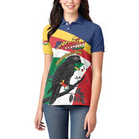 Personalized Seychelles Independence Day Women Polo Shirt Coat Of Arms Black Parrot