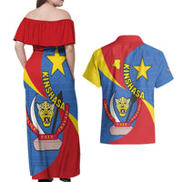 Congo-Kinshasa Couples Matching Off Shoulder Maxi Dress and Hawaiian Shirt 65th Anniversary Of Independence