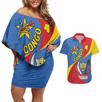 Congo-Kinshasa Couples Matching Off Shoulder Short Dress and Hawaiian Shirt 65th Anniversary Of Independence