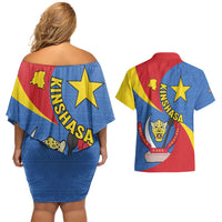 Congo-Kinshasa Couples Matching Off Shoulder Short Dress and Hawaiian Shirt 65th Anniversary Of Independence