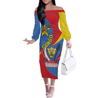 Congo-Kinshasa Off The Shoulder Long Sleeve Dress 65th Anniversary Of Independence