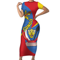 Congo-Kinshasa Short Sleeve Bodycon Dress 65th Anniversary Of Independence