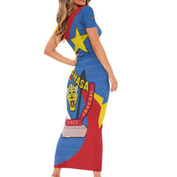 Congo-Kinshasa Short Sleeve Bodycon Dress 65th Anniversary Of Independence