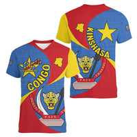 Congo-Kinshasa Women V-Neck T-Shirt 65th Anniversary Of Independence