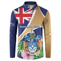 Personalized Tristan da Cunha Button Sweatshirt Coat Of Arms - Flag Style