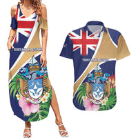 Personalized Tristan da Cunha Couples Matching Summer Maxi Dress and Hawaiian Shirt Coat Of Arms - Flag Style