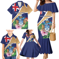 Personalized Tristan da Cunha Family Matching Mermaid Dress and Hawaiian Shirt Coat Of Arms - Flag Style