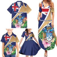 Personalized Tristan da Cunha Family Matching Summer Maxi Dress and Hawaiian Shirt Coat Of Arms - Flag Style