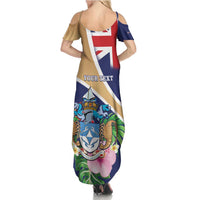Personalized Tristan da Cunha Family Matching Summer Maxi Dress and Hawaiian Shirt Coat Of Arms - Flag Style