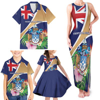 Personalized Tristan da Cunha Family Matching Tank Maxi Dress and Hawaiian Shirt Coat Of Arms - Flag Style