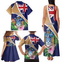 Personalized Tristan da Cunha Family Matching Tank Maxi Dress and Hawaiian Shirt Coat Of Arms - Flag Style