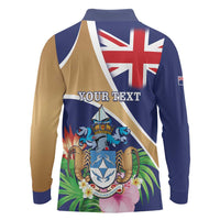 Personalized Tristan da Cunha Long Sleeve Polo Shirt Coat Of Arms - Flag Style