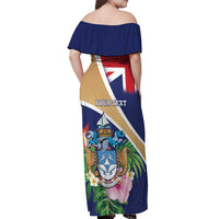 Personalized Tristan da Cunha Off Shoulder Maxi Dress Coat Of Arms - Flag Style
