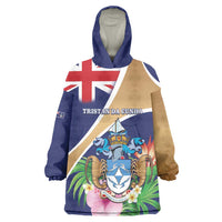 Personalized Tristan da Cunha Wearable Blanket Hoodie Coat Of Arms - Flag Style