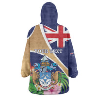 Personalized Tristan da Cunha Wearable Blanket Hoodie Coat Of Arms - Flag Style