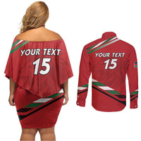 Custom Kenya Volleyball Couples Matching Off Shoulder Short Dress and Long Sleeve Button Shirt We Are Champions