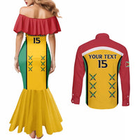 Custom Guyana Cricket Couples Matching Mermaid Dress and Long Sleeve Button Shirt Come On Amazon Warriors