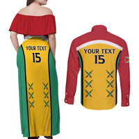 Custom Guyana Cricket Couples Matching Off Shoulder Maxi Dress and Long Sleeve Button Shirt Come On Amazon Warriors
