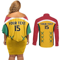 Custom Guyana Cricket Couples Matching Off Shoulder Short Dress and Long Sleeve Button Shirt Come On Amazon Warriors