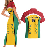 Custom Guyana Cricket Couples Matching Short Sleeve Bodycon Dress and Hawaiian Shirt Come On Amazon Warriors