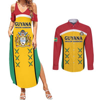 Custom Guyana Cricket Couples Matching Summer Maxi Dress and Long Sleeve Button Shirt Come On Amazon Warriors