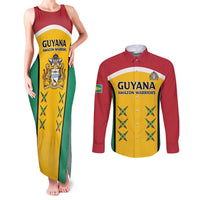 Custom Guyana Cricket Couples Matching Tank Maxi Dress and Long Sleeve Button Shirt Come On Amazon Warriors