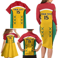 Custom Guyana Cricket Family Matching Long Sleeve Bodycon Dress and Hawaiian Shirt Come On Amazon Warriors