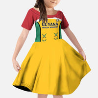 Custom Guyana Cricket Family Matching Off Shoulder Maxi Dress and Hawaiian Shirt Come On Amazon Warriors