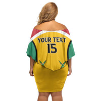 Custom Guyana Cricket Family Matching Off Shoulder Short Dress and Hawaiian Shirt Come On Amazon Warriors
