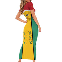 Custom Guyana Cricket Family Matching Short Sleeve Bodycon Dress and Hawaiian Shirt Come On Amazon Warriors