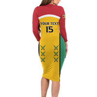 Custom Guyana Cricket Long Sleeve Bodycon Dress Come On Amazon Warriors
