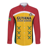 Custom Guyana Cricket Long Sleeve Button Shirt Come On Amazon Warriors