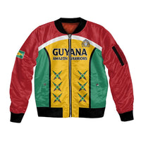 Custom Guyana Cricket Sleeve Zip Bomber Jacket Come On Amazon Warriors