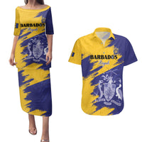 Custom Barbados Royals Cricket Couples Matching Puletasi and Hawaiian Shirt Coat Of Arms Flag Style