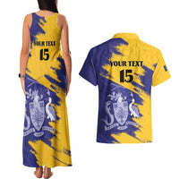 Custom Barbados Royals Cricket Couples Matching Tank Maxi Dress and Hawaiian Shirt Coat Of Arms Flag Style