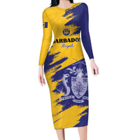 Custom Barbados Royals Cricket Family Matching Long Sleeve Bodycon Dress and Hawaiian Shirt Coat Of Arms Flag Style