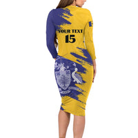 Custom Barbados Royals Cricket Family Matching Long Sleeve Bodycon Dress and Hawaiian Shirt Coat Of Arms Flag Style