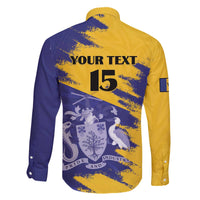 Custom Barbados Royals Cricket Family Matching Off The Shoulder Long Sleeve Dress and Hawaiian Shirt Coat Of Arms Flag Style