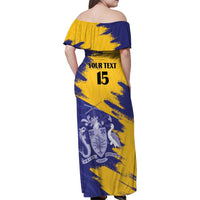 Custom Barbados Royals Cricket Family Matching Off Shoulder Maxi Dress and Hawaiian Shirt Coat Of Arms Flag Style