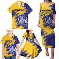 Custom Barbados Royals Cricket Family Matching Puletasi and Hawaiian Shirt Coat Of Arms Flag Style