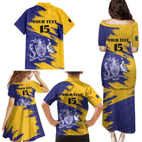 Custom Barbados Royals Cricket Family Matching Puletasi and Hawaiian Shirt Coat Of Arms Flag Style