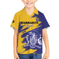 Custom Barbados Royals Cricket Family Matching Short Sleeve Bodycon Dress and Hawaiian Shirt Coat Of Arms Flag Style