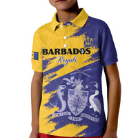 Custom Barbados Royals Cricket Kid Polo Shirt Coat Of Arms Flag Style