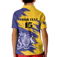 Custom Barbados Royals Cricket Kid Polo Shirt Coat Of Arms Flag Style