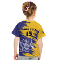Custom Barbados Royals Cricket Kid T Shirt Coat Of Arms Flag Style