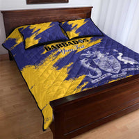 Custom Barbados Royals Cricket Quilt Bed Set Coat Of Arms Flag Style